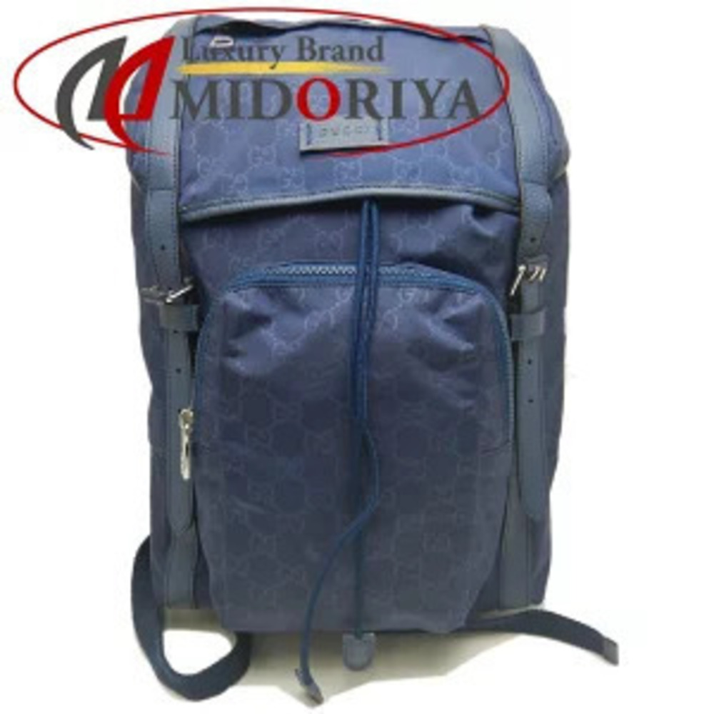 Gucci Guccissima Backpack Rucksack GG Leather Navy Blue